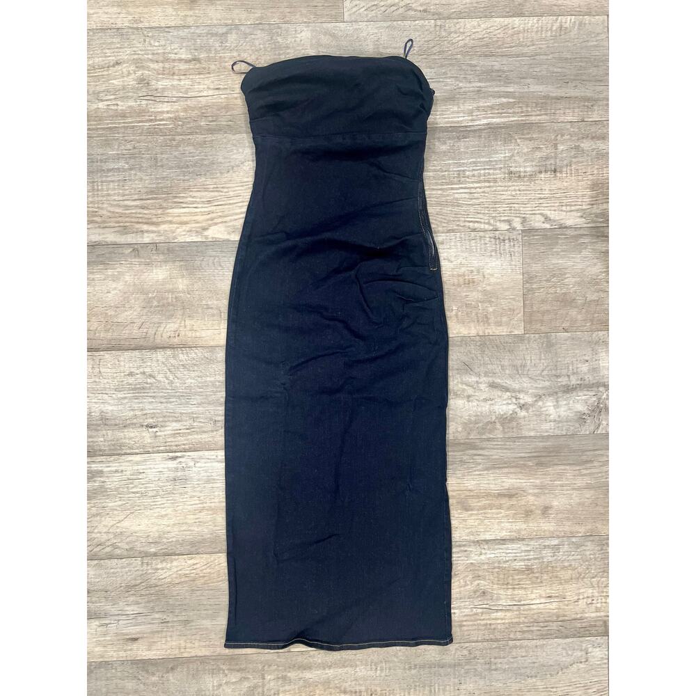Zara Strapless Navy Midi Dress Quiet Luxury Minimalist NWT - Picture 15 of 16